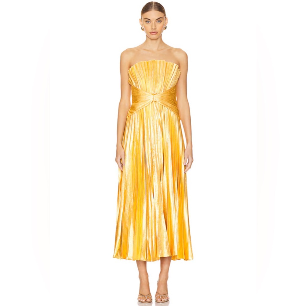 Acler Hatchford Gold Maxi Dress Size 2